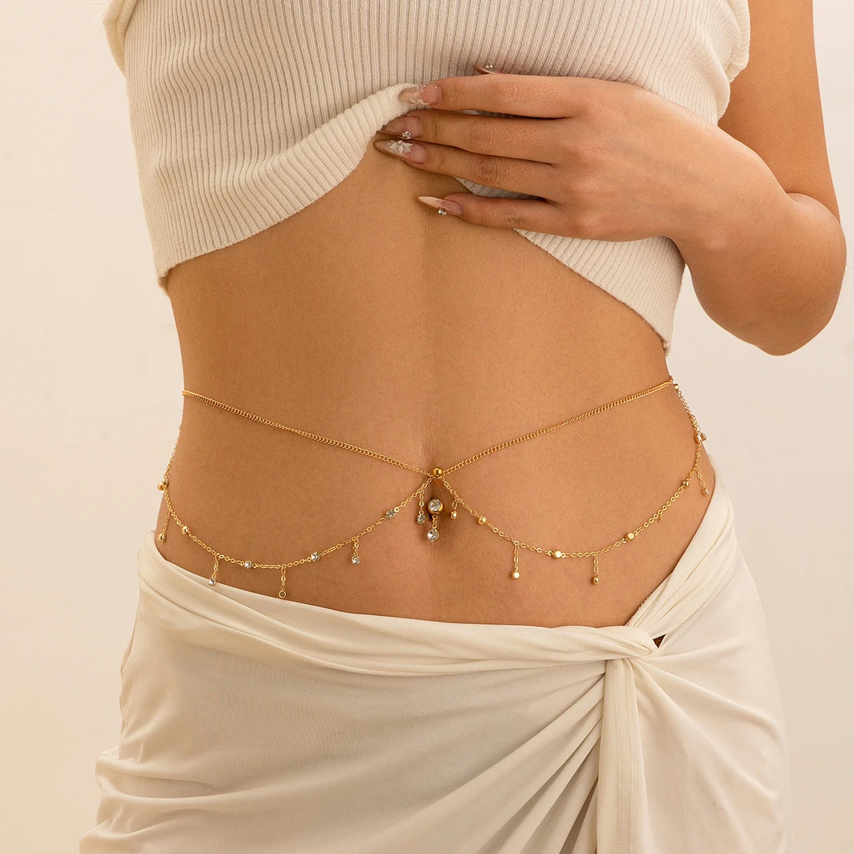Minimalism Multilayer Belly Waist Chain Women Summer Bikini Goth Piercing Navel Nail Body Jewelry Festival Accessories