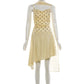 Yellow Polka Dot Summer Dresses Women's Casual Asymmetrical Sleeveless Mini Dress with Scarf