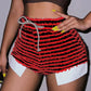 Black and White Striped Knitted Drawstring Slit Booty Shorts Streetwear Baddie Clothes Hot Pants Sexy Clubwear