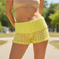 Women Knitted Fold Over Shorts Slim Fit Ribbed Knit Mini Shorts Y2k Foldover Low Rise Sexy Micro Bottoms Streetwear