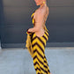 Sexy Cross Backless Dress Women Fashion Striped Print Bead Patchwork Sleeveless Hottie Beach Vacation Party Bodycon