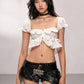 Fashion Ruffles Irregular Hem Vest Women Off-Shoulder Single-Breasted Patchwork Lace Bandage Sexy Music Festival Tops