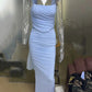 Sexy Two Piece Sets Women Neckerchief Strapless Crop Tops And Maxi Skirt Sets Sexy Club Party Skirt Two Piece Sets