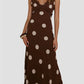 Women Summer Y2k Chiffon Maxi Dress V Neck Sleeveless Backless Polka Dot Print Ruffles Club Party Vacation Bodycon Dress