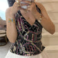 Y2k Woman Sexy Colorful Sequin Tank Tops Sleeveless Halter Neck Crop Vest V Neck Backless Cami Tops Streetwear