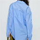 Women Spring Button Down Shirt Pinstripe Loose Fit Long Sleeve Button Up Shirt Wide Collar Casual Tops Workout Shirts