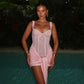 Pink Lace V Neck Sleeveless Corset Mini Dress Woman Elegant Summer Club Dress Women Sexy Birthday Outfits