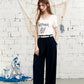 "66" Number Print Ruched Baby Tee, Curved Hem Fitted T-Shirt