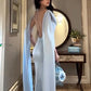 Backless Bandage Maxi Dress Women Long Tassel Low-Neck Solid Skinny Elegant Birthday Party Chic Vacation Vestidos