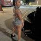 Polka Dot Sexy 2 Piece Set Women Side Split Sleeveless Bandage Bodysuit+Shorts Matching Hipster Party Clubwear Suits