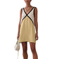 Women Y2k V Neck Short Tank Dress Patchwork Sleeveless Babydoll Mini Dresses Elegant Boho Vacation Sundress