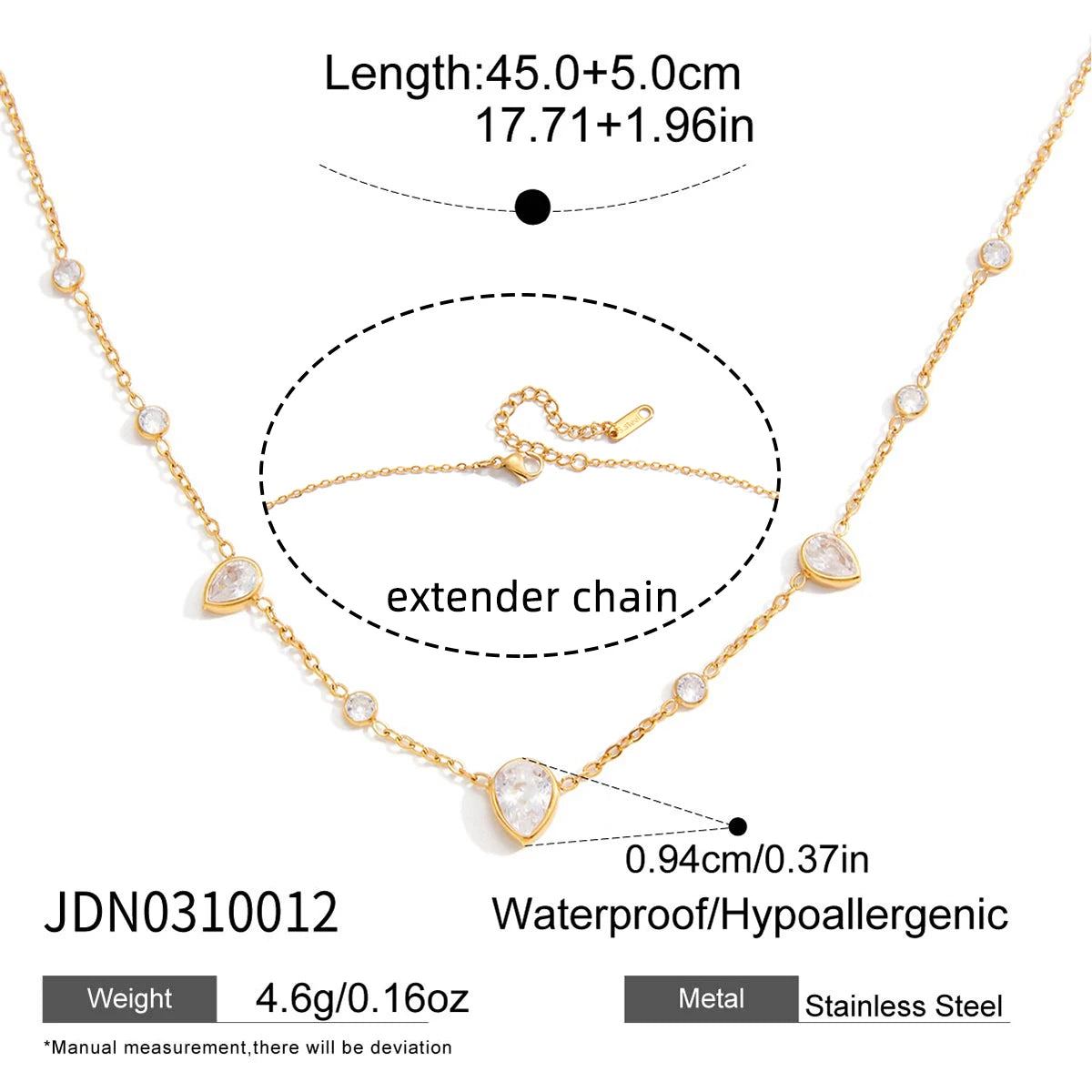Y2K Patchwork Chain Design Stainless Steel Necklace Paperclip + Glossy Pentagram Cross with Zirconia Pendant Necklace