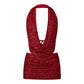 Women Sequin 2 Piece Outfit Sparkly Sexy Bodycon Sleeveless Halter Crop Top Split Mini Skirt Set Going Out Club Suit