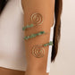 12 Colors Bohemian Stone Upper Armband Cuff Open Bangles for Women Tassel Long Chain Pendant Arm Body Bracelet Jewelry
