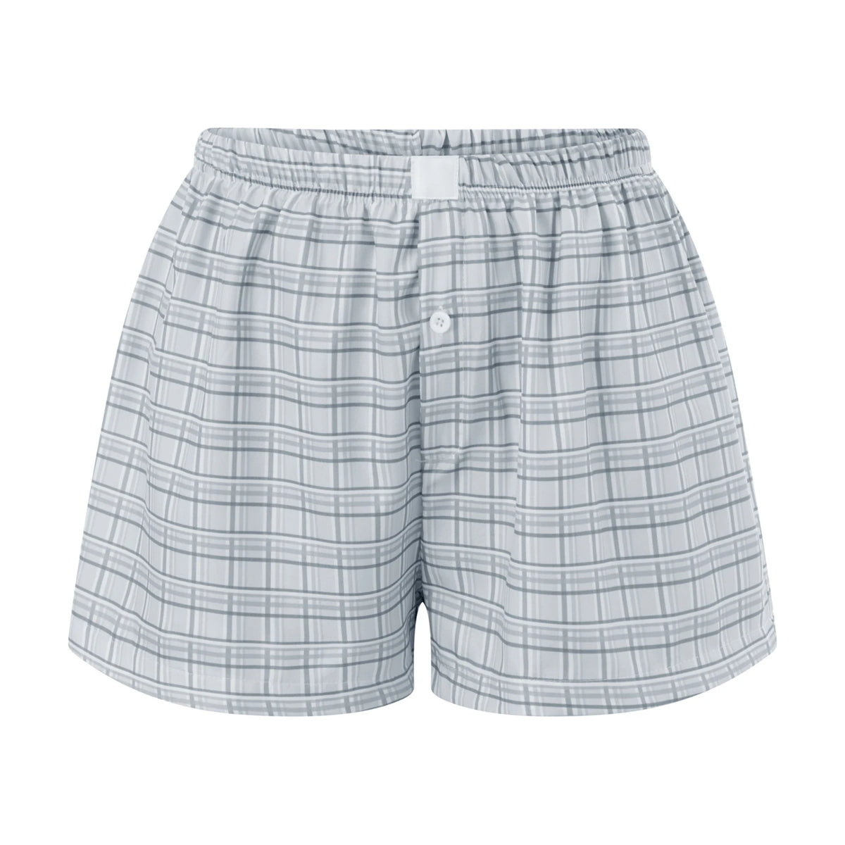 Women Y2k Gingham Boxer Shorts Stripes Button Elastic Waist Boxers Cute Mini Bloomers Plaid Loose Fit Boy Shorts