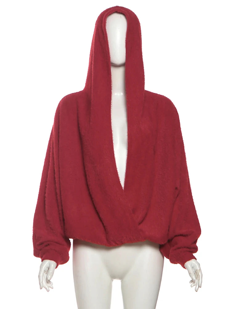 Swing Collar Christmas Party Hooded Hoodie Women Full Sleeve Plush Comfortable Leisure Fashion Sexy Simple Streetwear