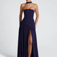 Elegant Off-shoulder Sexy Maxi Dress Women Gown Scarf Collar Strapless Sleeveless Backless High Split Long Dress Female