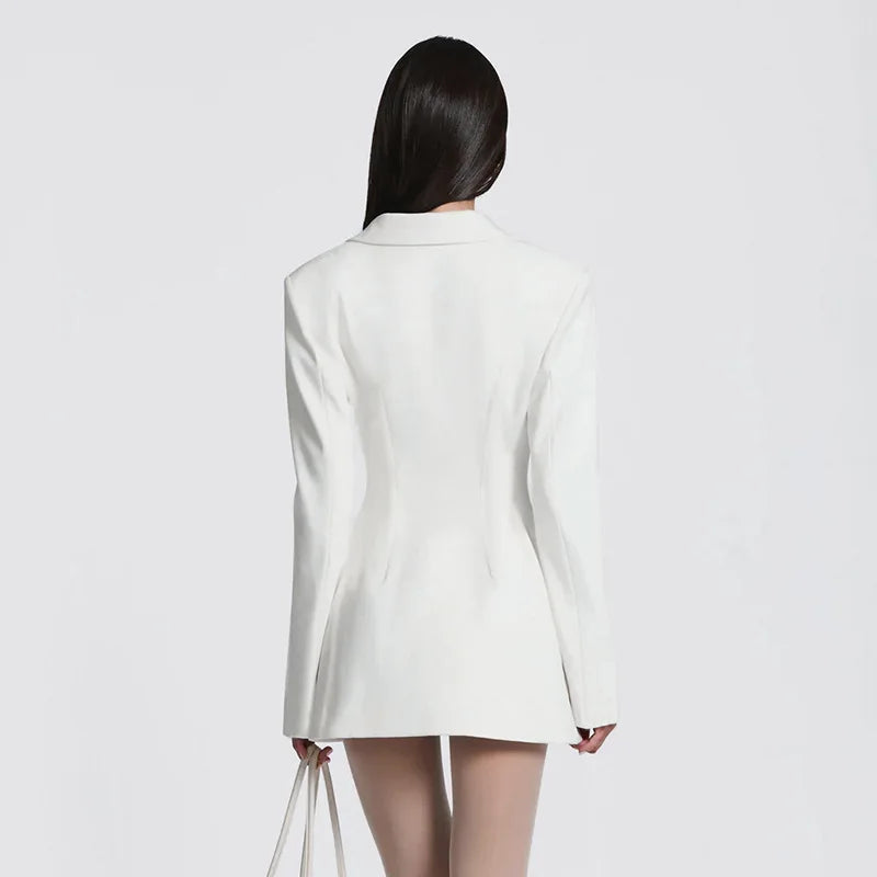 Sexy Black Blazer Dresses Deep V Neck Long Sleeve Mini Dress Elegant Fashion Woman Clothes