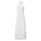 Women Satin Halter Maxi Dress Backless Long Tie Back Elegant Black Mermaid Formal Gown Wedding Guest Party Dress