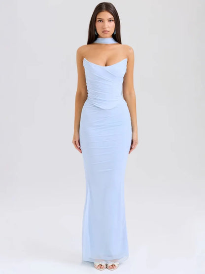Sexy Two Pieces Sets For Women Strapless Off-shoulder Sleeveless Tops And Elegant High Waist Long Skirt Two Pieces Sets