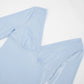 Three Quarter Sleeve V Neck Backless Mini Dresses Casual Blue Summer Dress for Woman Clothes 2026
