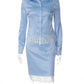 Women 2 Piece Outfit Lace Trim Long Sleeve Button Down Shirt Midi Pencil Skirt Set Elegant Office Party Matching Suit