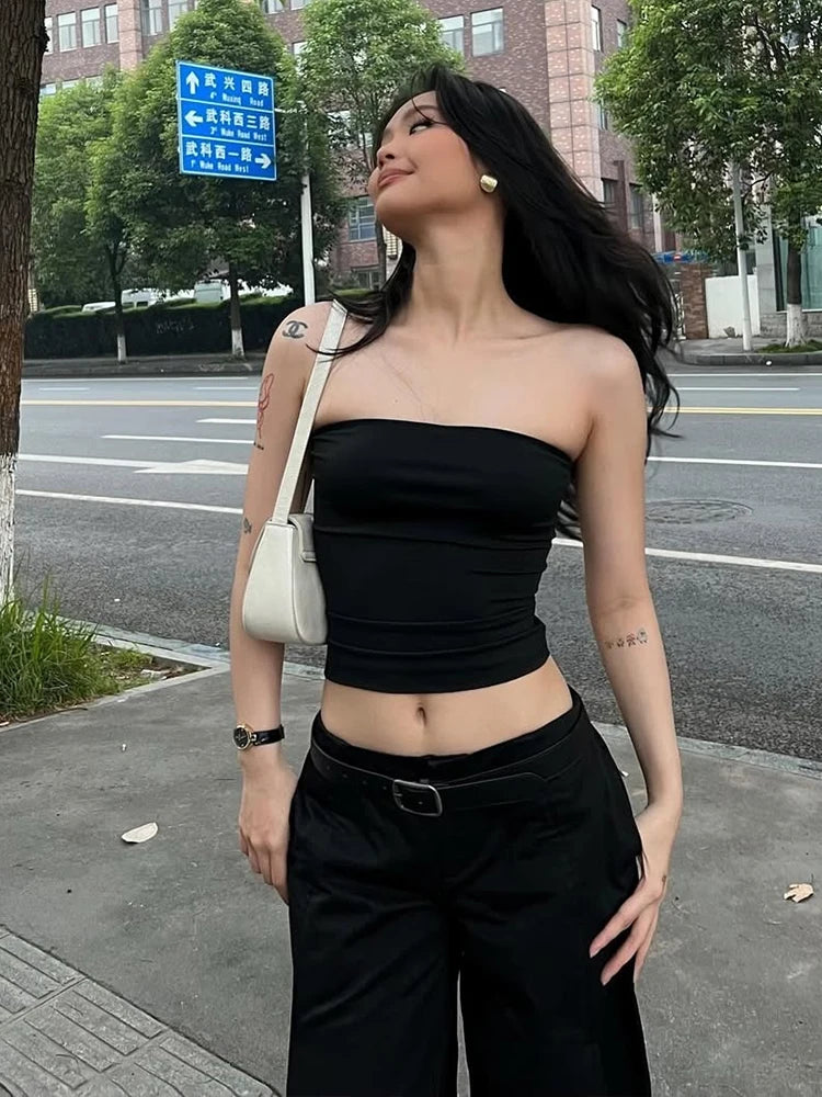 Tube Tops Women Simple Y2K Backless Simple Vacation Classic Street Versatile Daily Hottie Summer Fashion Casual Vest