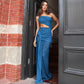 One Shoulder Cut Out Maxi Dress See Through Lace Skirt Two Piece Set for Women Elegant Party Dresses