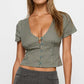 Women Y2k Button Down Shirt Preppy Short Sleeve Lapel Collar Blouse 2025 Vintage Slim Fit Crop Top Summer Streetwear