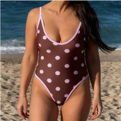 Women's Summer Tankinis Swimsuit Y2K Dots Print Sleeveless Adjustable Spaghetti Strap Bodysuit Bathing Suit Beachwear