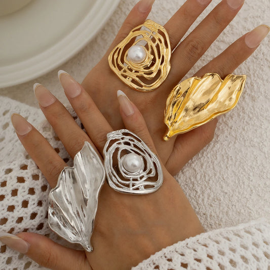 Punk Vintage Geometric Metal Open Ring for Women Fashion Statement Trend Goth Adjustable Finger Ring Party Jewelry