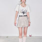 2025 Spring New Arrivals Y2K White Heart Printed Short Sleeve T-Shirt Women's Loose Casual Versatile Top