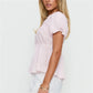 Women's Striped Textured Puff Sleeve Blouse Round Neck Button Front Shirred Waist Peplum Flowy Casual Summer Top