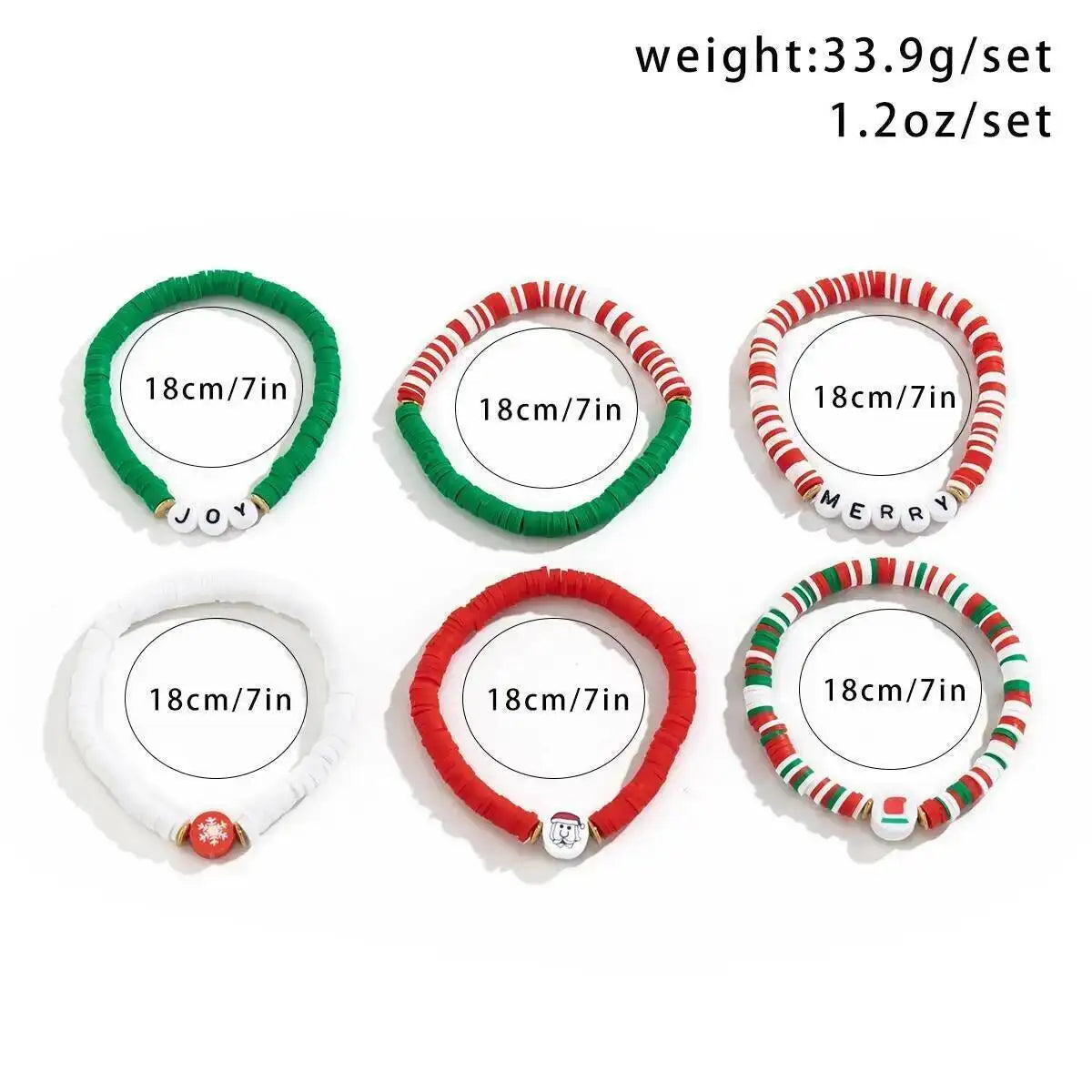 Christmas 6pcs/Set Y2K Colorful Soft Ceramic Bangles Fashion Handmade Elastic Bracelets Women's Couple Jewelry Gift Set