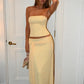 Polka Dot Sexy Two Piece Set Women Off-shoulder Strapless Tank Tops And Maxi Skirt Sets Female Bodycon Club Dress Set
