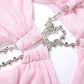 Sexy See Through Dress Women Sexy Halter Chain Backless Irregular Ruched Patchwork Vacation Birthday Party Clubwear