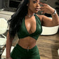 Faux Leather 2-Piece Set Women Halter v-Neck Knot Backless Vest+Simple Peach Butt Short Sexy Midnight Hottie Suit