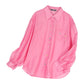 Women's Sweet Oversized Chiffon Shirt, Colorful Buttons Cake Detail Blouse, Casual Versatile Long Sleeve Top