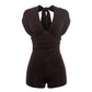 Sexy Backless Playsuits Woman Summer Trend Bandage Low-Neck Sleeveless Shape Waist High Street Fashion Style Rompers