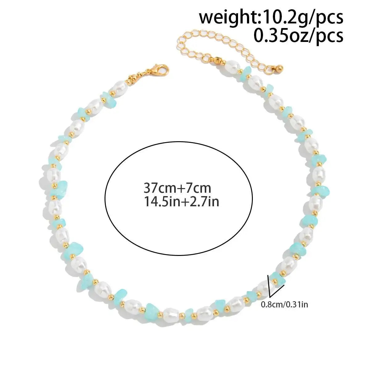 Y2K Boho Imitation Pearls Geometry Chain Necklace for Women Trendy Temperament Party Birthday Necklace New Jewelry Gift