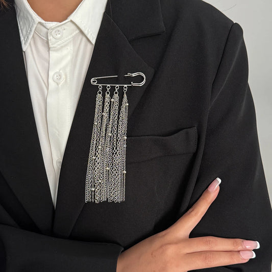 Silver Color Tassel Brooch Detachable Fashion Accessory Fixed Clothes Pin Bag Pendant Tighten Buckle Trouser Leg Jewelry