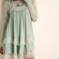 Women Lace Trim Tiered Camisole Slip Dress Loose Flowy Sleeveless Nightgown Bohemian Homewear Sleepwear Mini Dress