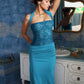 Off-shoulder Strapless Sexy Maxi Dress For Women Elegant Blue Sleeveless Backless Lace Patchwork Bodycon Long Dress