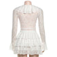 Ruched Elegant 2 Piece Set Women Jacquard V-Neck Ruffles Ribbon Flared Sleeve Tops+Tierred Skirts Y2K Style Outfits