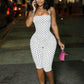High Street  Skinny Backless Polka Dot Print Playsuit Woman Summer Trend Bandage Halter Peach Hip Hottie Fashion Rompers