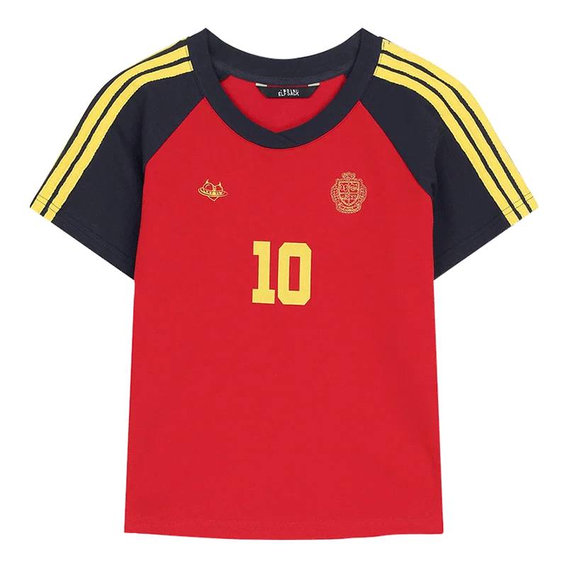 Assorted Jersey Style T-shirts, Sporty Number Print Tees, Slim V-neck Short Sleeve Tops for Women