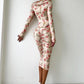 Diagonal Collar Long Sleeve Sexy Midi Dress Women Gown Elegant Backless Ruched Bodycon Club Party Long Dresses Female