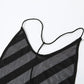 See Through Striped Mesh Dress White Black Open Back Long Maxi Summer Dresses for Woman Beach Vacation Outfit