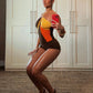 Color-Blocking Playsuits Woman Metal Rings Patchwork Halter Off Shoulder Backless High Street Sexy Fashion Rompers