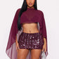 Hottie Mesh See Through Shawl Top Woman Skew Collar Batwing Sleeve Irregular Navel Exposed Design Sexy Fashion Clothing
